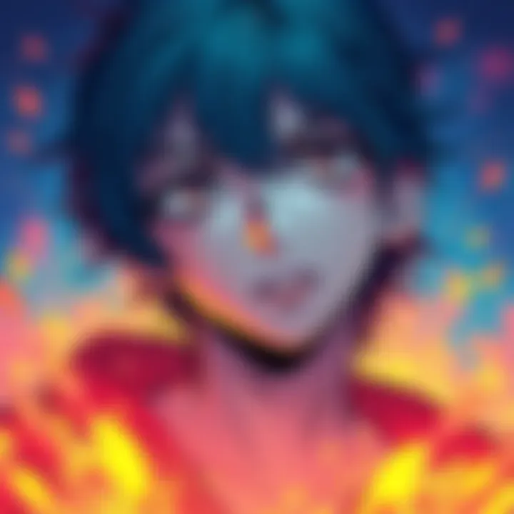 A beautiful manga panel showcasing a character in a moment of deep reflection, surrounded by vivid colors and expressive lines.