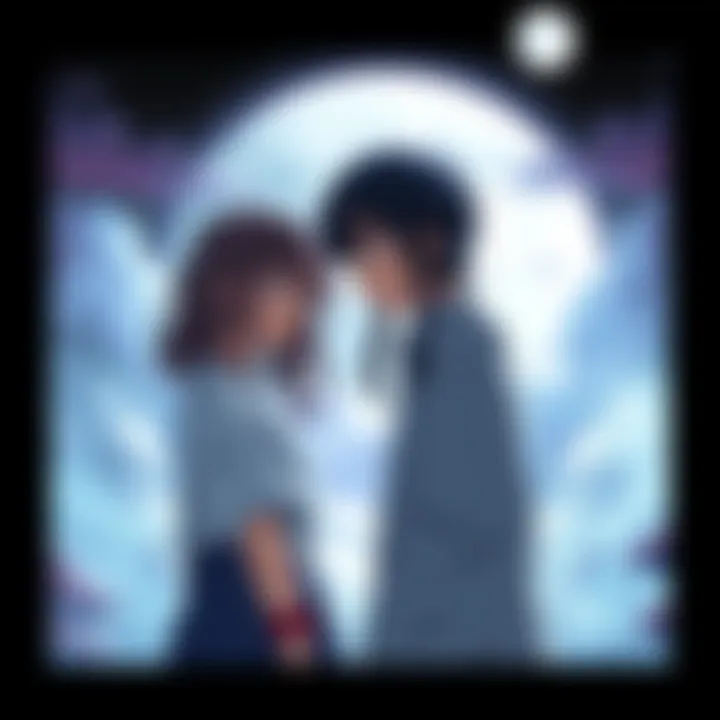 Illustration of two characters from a manga, expressing deep emotions and sadness, set against a backdrop of a dramatic landscape.