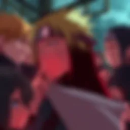 A key character from Naruto in a dramatic moment of loss, surrounded by friends expressing sorrow.