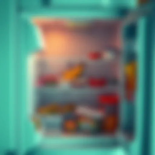 An empty fridge with leftover food containers and a sad face drawn on the fridge door, showing frustration over shared food