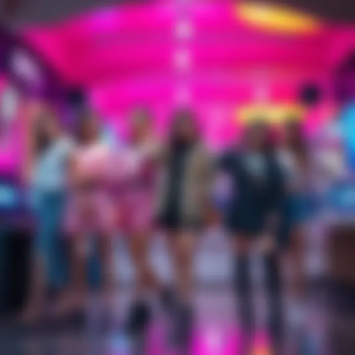 A group of EN girls displaying their unique fashion styles and personalities in a vibrant setting