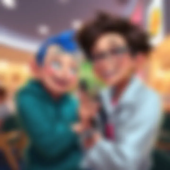 Encounter with Ochaco A cheerful meeting with Ochaco, showing smiles and excitement between two characters.