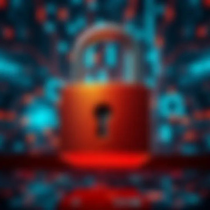 End of Information Leaks A padlock symbolizing the end of leaks with a digital background representing secure communications.