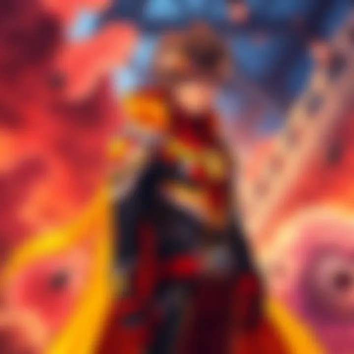 Endeavour stands confidently, showcasing his fire-themed hero costume and determined expression.