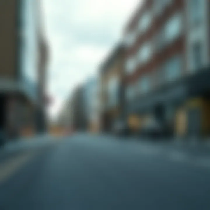 Deserted streets in a city during lockdown with closed shops and fewer people