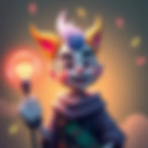 A playful depiction of Enjin character with Too Lily, featuring bright colors and a fun expression, symbolizing motivation and creativity.
