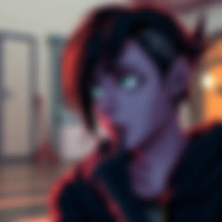 A reflective moment showing the character Envy looking thoughtful and sad, with a backdrop that hints at emotional complexity.