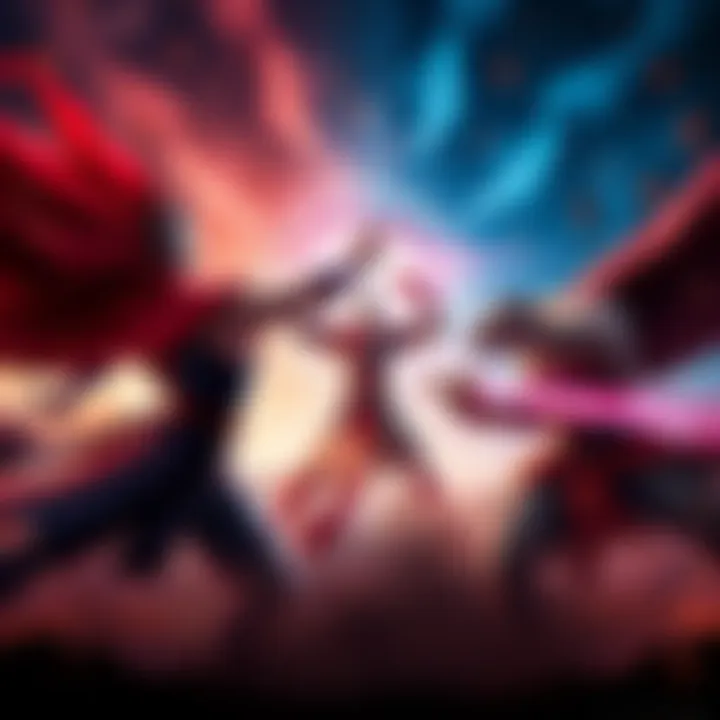 Netero, Jiren, and The One Above All face off in an intense showdown, showcasing their powers and battle-ready stances.