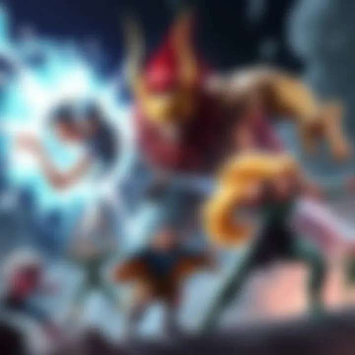 An illustration showing 20 powerful characters like Sun Wukong, Doctor Manhattan, and Galactus in an intense showdown, each showcasing their unique abilities and powers.
