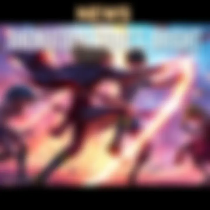 A vibrant animated battle scene showcasing characters with dynamic movement and eye-catching special effects during a fight