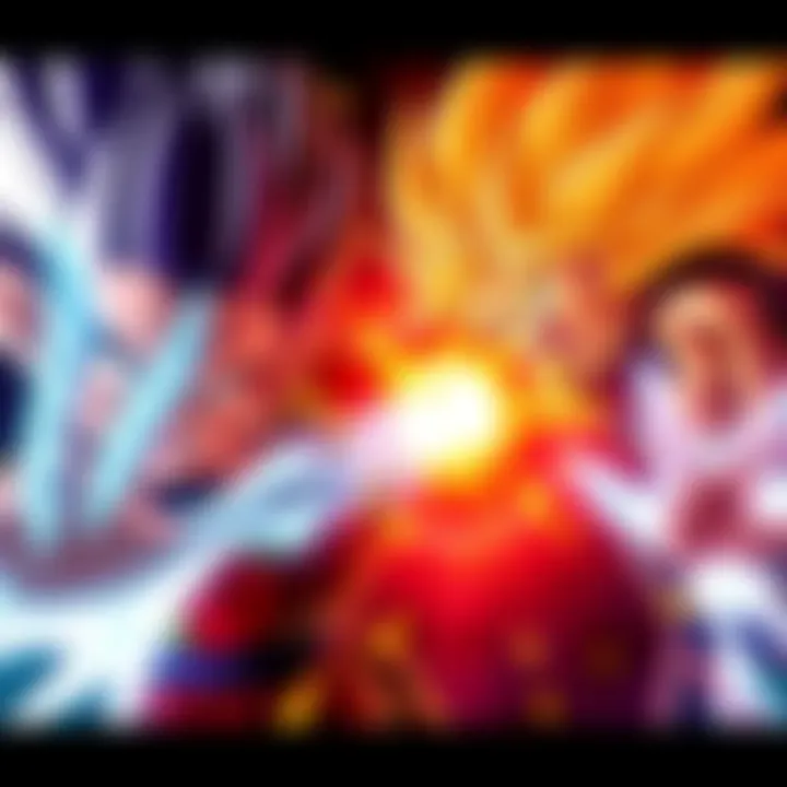 Saiyan Saga Vegeta, Yhwach, and Kaguya Otsutsuki face off in an intense brawl with dynamic energy effects and fierce expressions.