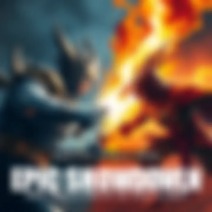 A dramatic illustration of two powerful characters facing off in an intense showdown, showcasing their unique abilities and strengths.