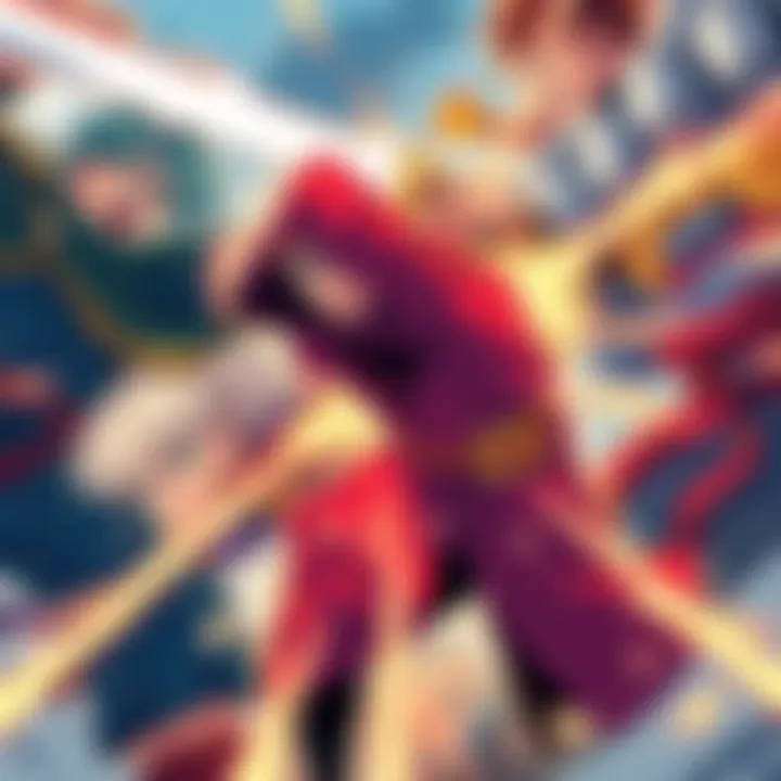 Illustration of a dramatic battle with intense characters showcasing growth and conflict