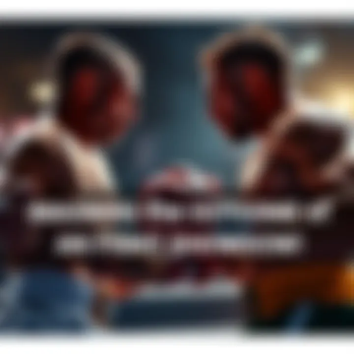 Two skilled fighters face each other in a tense moment, showcasing their different fighting styles in an epic showdown.