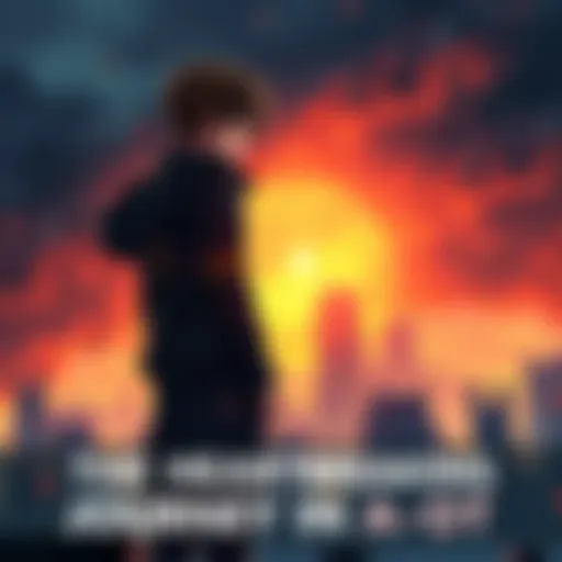 Eren Yeager standing alone, looking somber with a fading cityscape behind him, representing his journey from hope to despair.