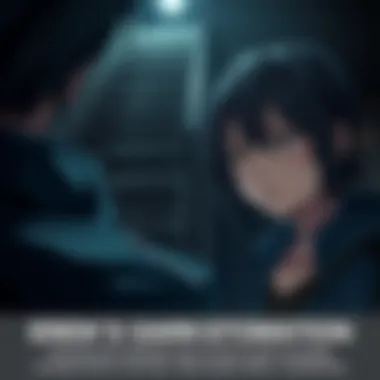 Mikasa looks troubled, reflecting on Eren's change, with a dark background signifying Eren's revenge-driven motivations.