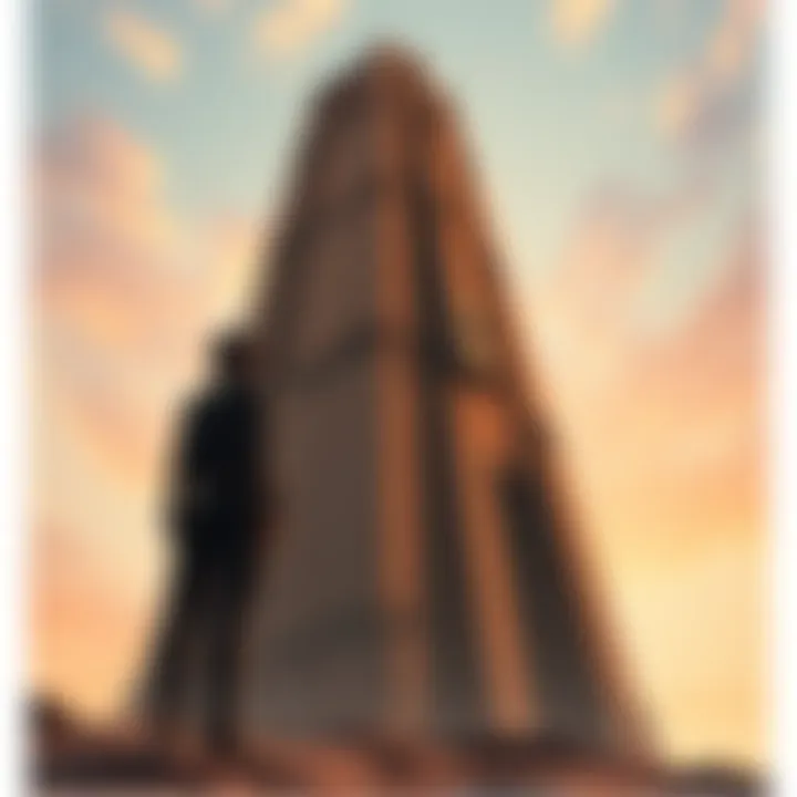 Eren Yeager appears small standing beside a towering 50-meter structure, highlighting a size discrepancy.