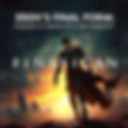 Eren Yeager in his final form with a powerful stance, surrounded by a dark sky and faint silhouettes of Titans in the background, reflecting his journey and conflicts.