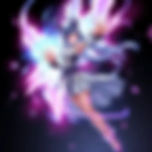 Concept art of Eris from Mushoku Tensei with enhanced features and abilities, showcasing her in an action pose surrounded by magical energy.