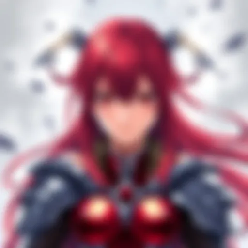A detailed portrait of Erza Scarlet, showcasing her red hair, armor, and determined expression