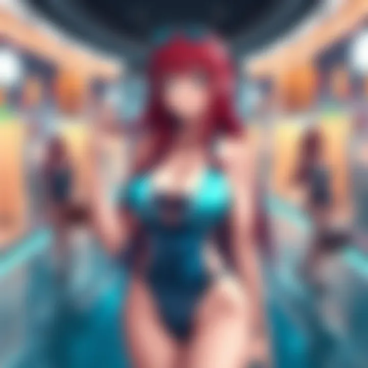 Erza poses confidently wearing a stylish swimsuit designed by Kurobato, showcasing its unique design