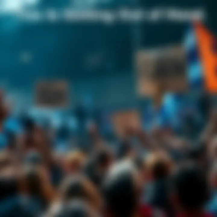 Escalating Tensions Crowd of people expressing frustration during a protest, with raised signs and banners.