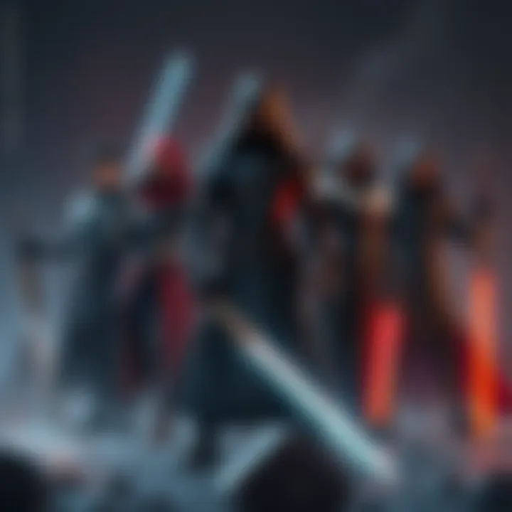 Espada Characters as Humans A group of characters inspired by the Espada, depicted as humans with distinct traits and personalities, standing together in a dramatic pose.
