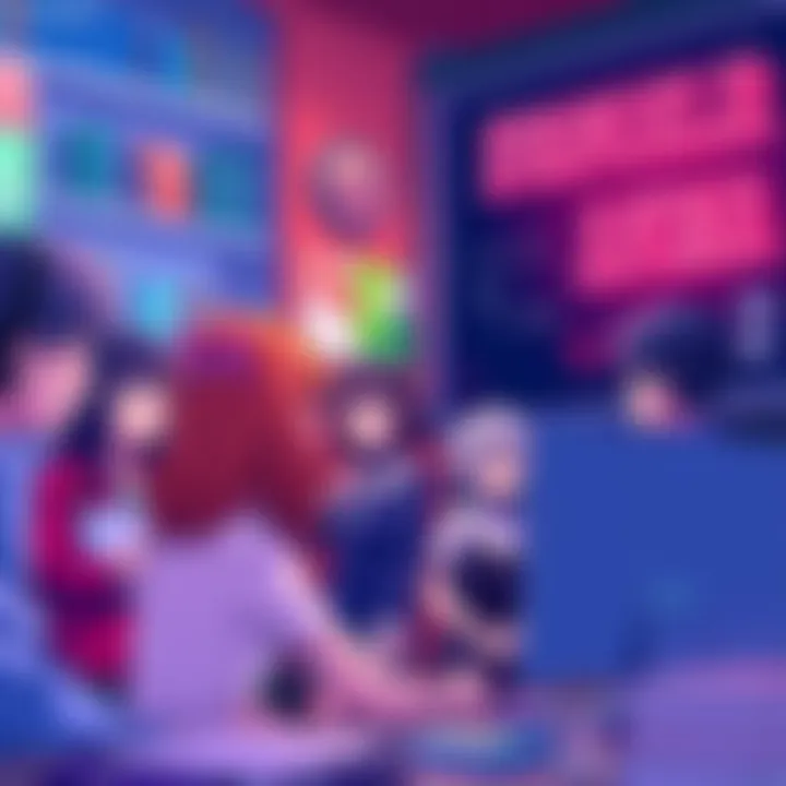 A group of fans sharing their thoughts on the themes of Evangelion ANIMA light novels with books and discussions in the background