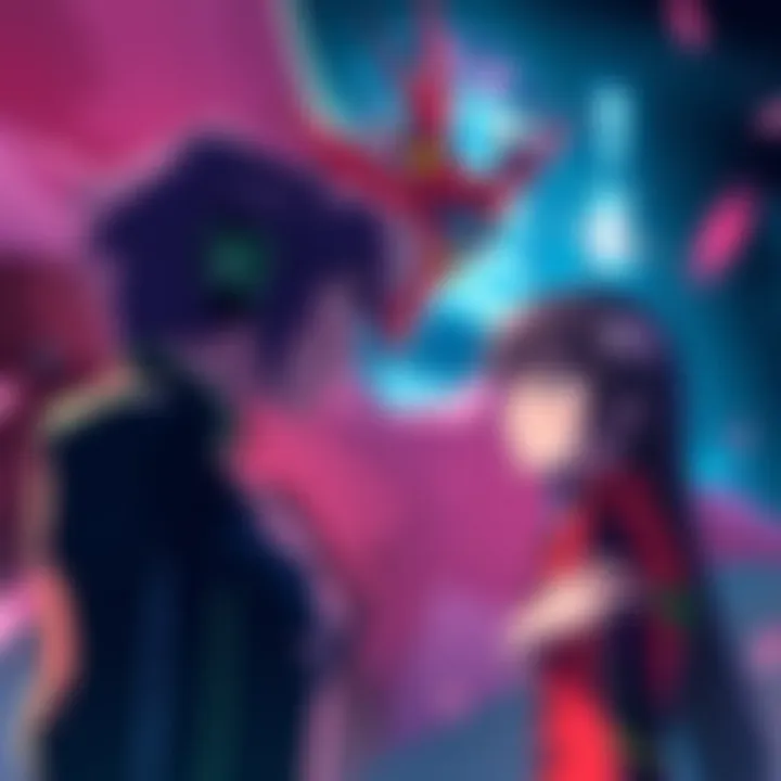 Characters from Evangelion in a dramatic scene Main characters from Evangelion expressing deep emotions in a tense moment