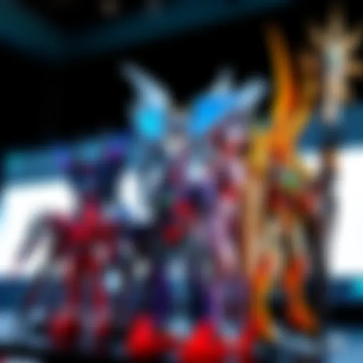 A display of articulated Evangelion figures from Tamashii Nations and Kaiyodo Revoltech, showcasing various poses and details of the figures.