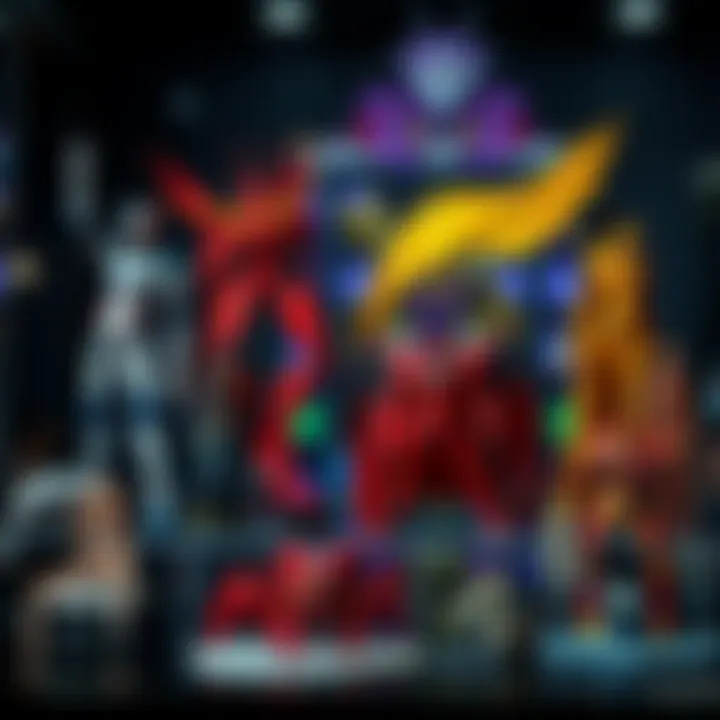 A display of rare Evangelion figures and collectibles featuring popular characters from the series.
