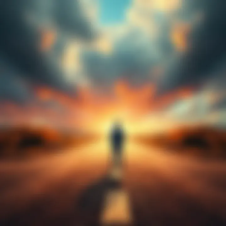 Everyday Choices A person standing at a crossroads, contemplating different paths ahead, representing daily decision-making