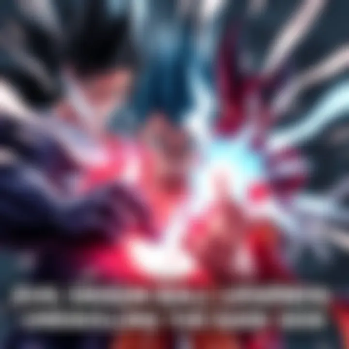 Evil Dragon Ball Legends Characters A fierce battle scene featuring dark characters from Evil Dragon Ball Legends with intense expressions and energy blasts