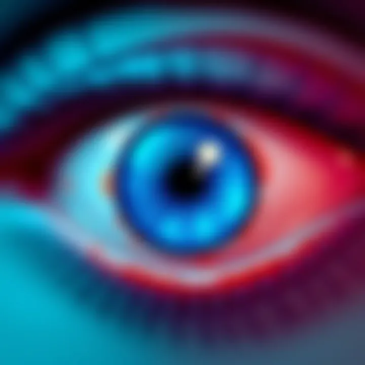 A close-up of the Evil Eye symbol featuring a blue eye surrounded by circular shapes, representing protection against bad luck.