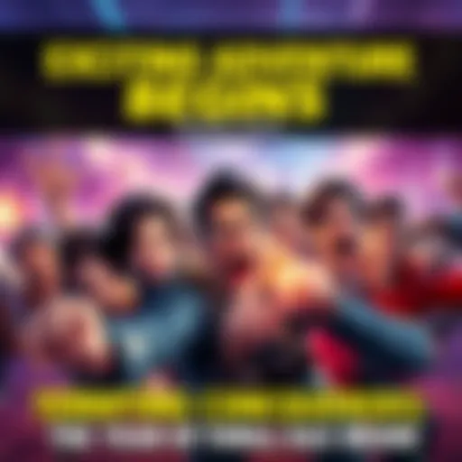 A group of enthusiastic characters ready for a thrilling journey, showcasing a variety of expressions of excitement and determination.