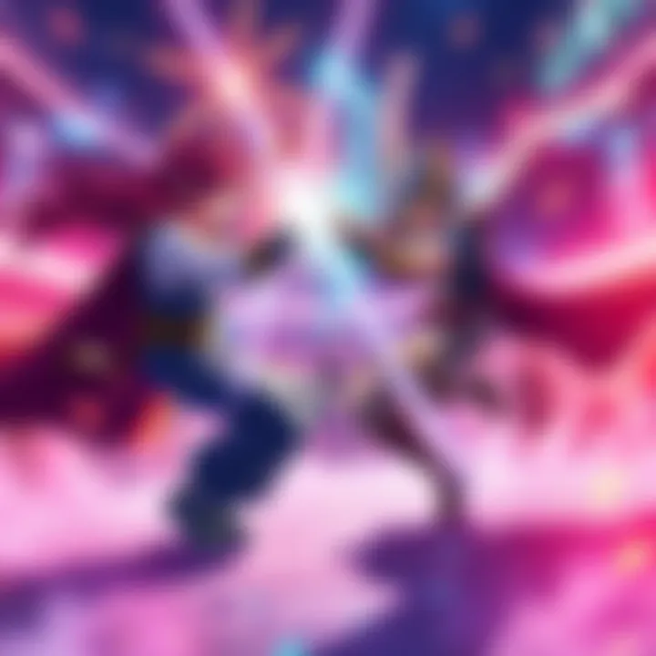 Exciting Animated Fight Scene Animated duel between Gyro and Ringo, showcasing intense action and character abilities in a vibrant setting