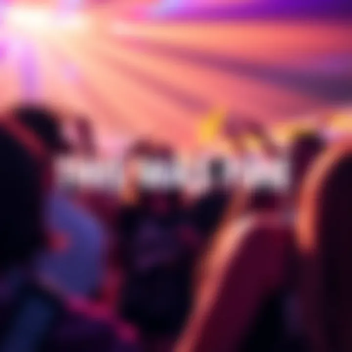 People enjoying a lively event with bright lights and smiles, capturing joyful highlights
