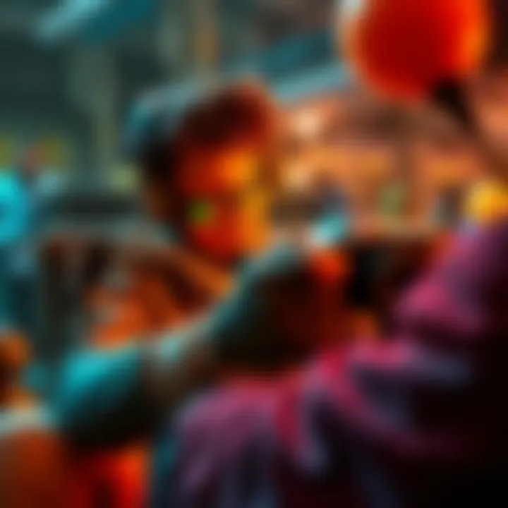 A player joyfully interacts with a new game feature on their screen, showcasing playful elements and fun activities.