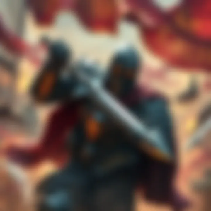 A heavy knight in armor skillfully using strategic maneuvers during a game, showcasing tactics and game mechanics.