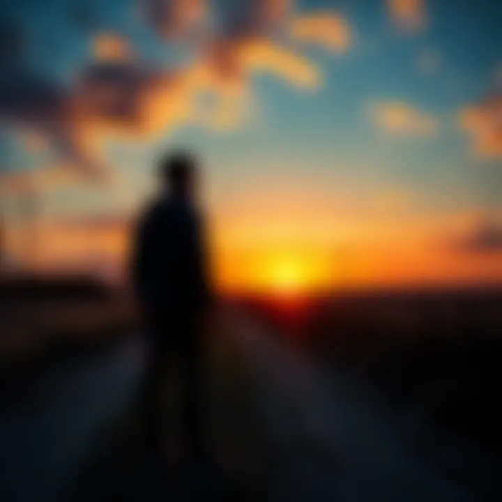 Exploring Belief and Conviction A person standing on a path, looking thoughtfully towards a sunrise, symbolizing personal beliefs and decisions.