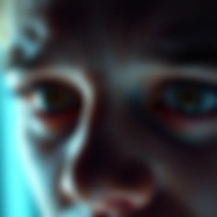 A close-up of a person's eyes showing a range of emotions like joy and sadness