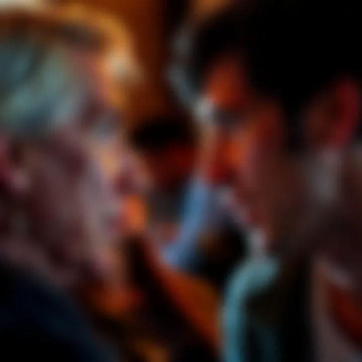 A close-up of two people engaging in conversation, showing a variety of facial expressions that convey different emotions.