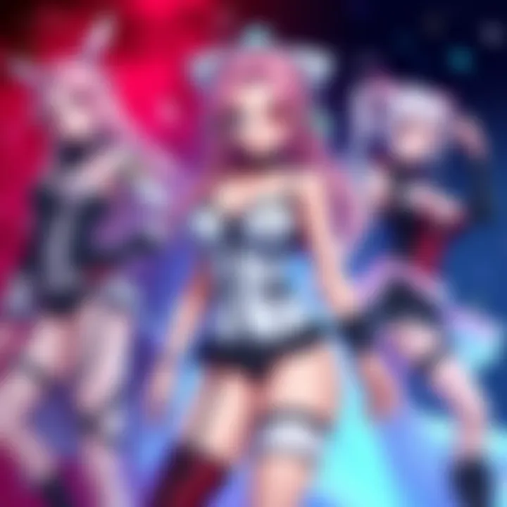 Fairy Tail Characters in Bold Outfits Female characters from Fairy Tail dressed in daring outfits, showcasing their unique styles and designs, with a focus on Sorano.