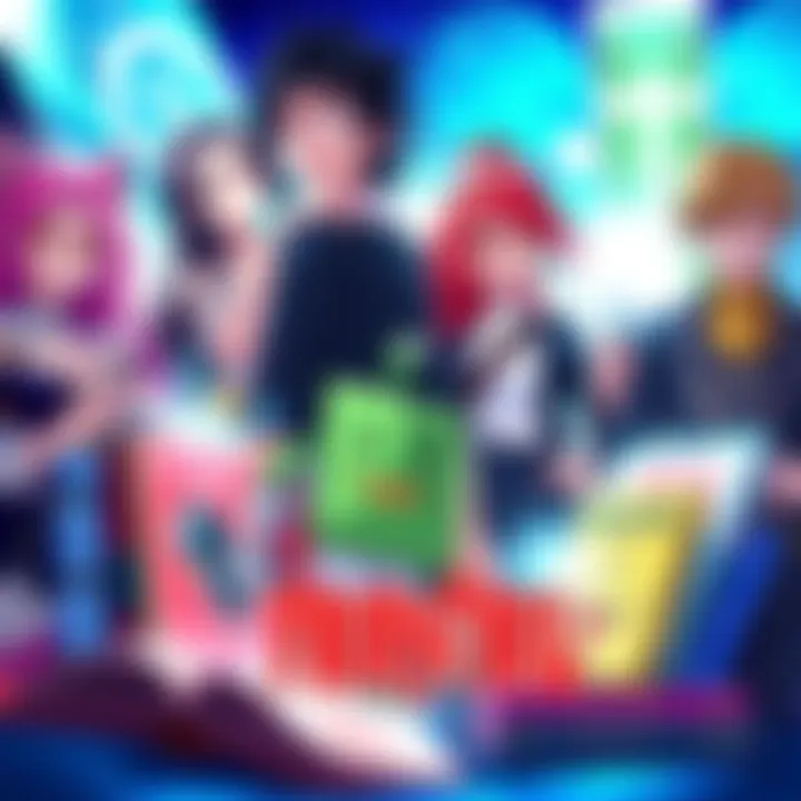 A vibrant illustration showcasing key Fairy Tail characters with books and DVDs representing series recommendations for new fans.