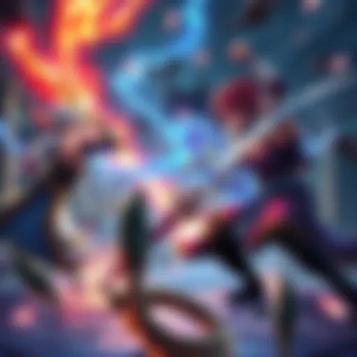 A battle scene from the Fairy Tail game showing characters in combat, highlighting slow-paced action with magic effects and weapons drawn.