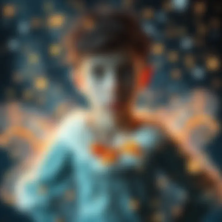 A person transforming into a whimsical fairy tale character surrounded by sparkles and magical elements