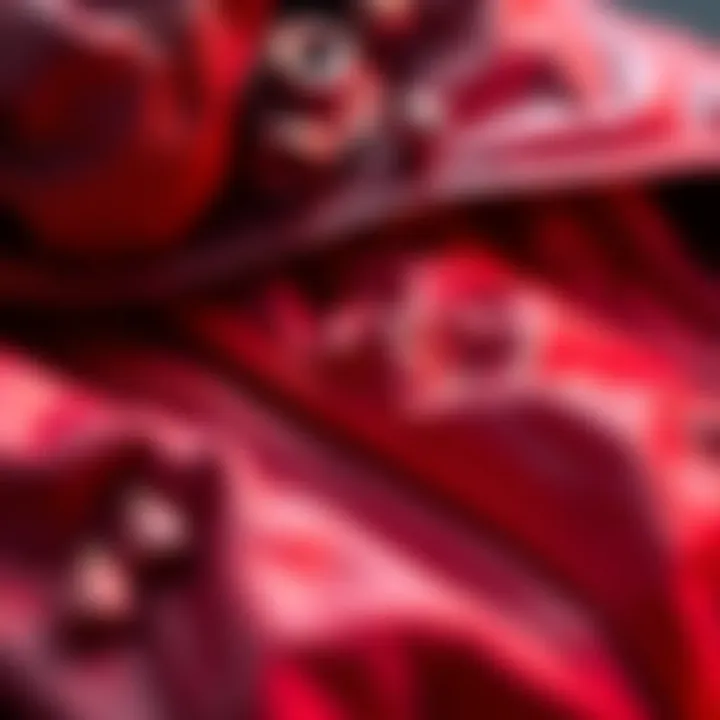 A close-up of unique clothing made from falling devil material, showcasing its texture and design
