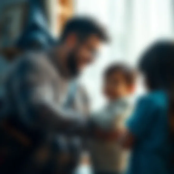 A caring family comforts a lost child in their home, illustrating compassion and support from the community.