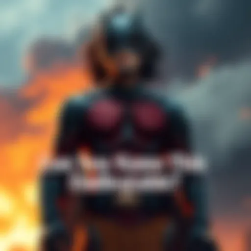 A powerful fictional character standing confidently, showcasing their strength and skills with a dramatic background.