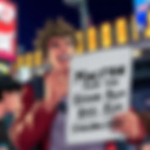 A JoJo fan holds a sign asking President Macron for help in releasing Steel Ball Run episode 2 during his visit to Japan, showcasing excitement and hope for the anime.